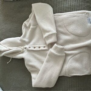 Cream Fleece Button-Up Hoodie